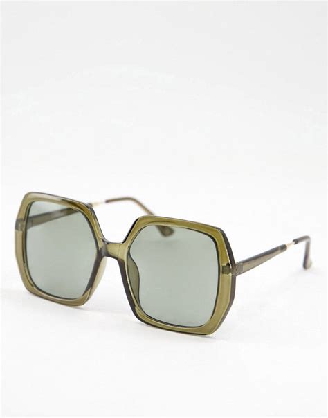 asos design frame oversized  sunglasses  green asos zonnebril asos stijl