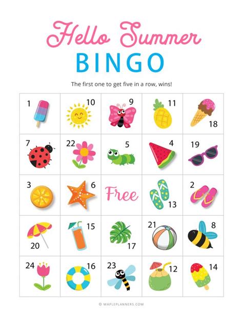 printable  summer bingo summer bingo summer bingo cards