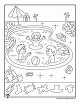 Hidden Summer Printable Swimming Pool Pages Coloring Worksheets Kids Activity Printables Activities Objects Woojr Preschool Sheets Puzzles Fun Worksheet Kindergarten sketch template