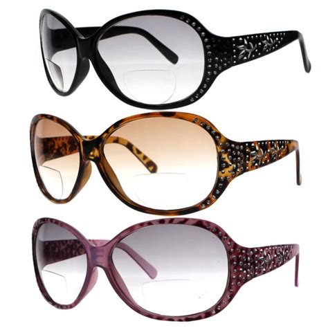 Women Oversize Rhinestone Sunglasses Bifocal Lens Reading Glasses 1 00