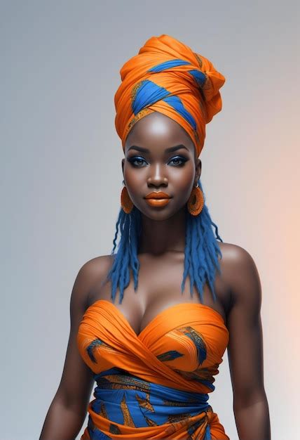 Premium Ai Image Beautiful African Woman In Orange Turban