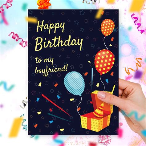 birthday card  boyfriend handmade style template editable