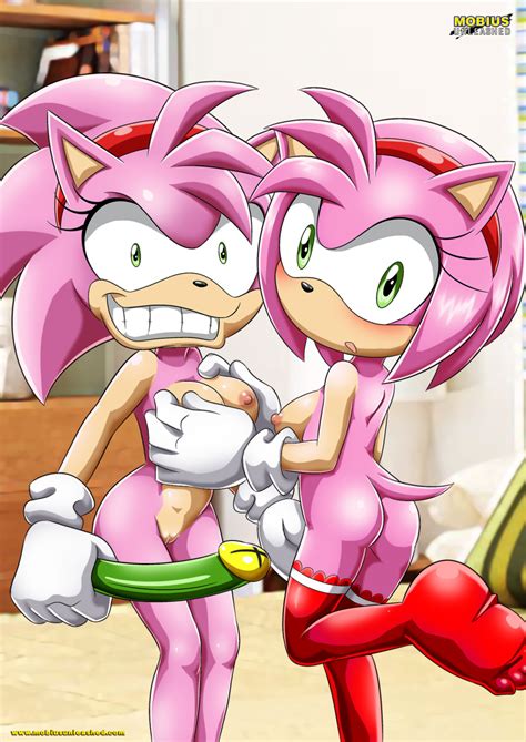 xbooru 2girls amy rose mobius unleashed pink hair rosy the rascal sega selfcest sonic series