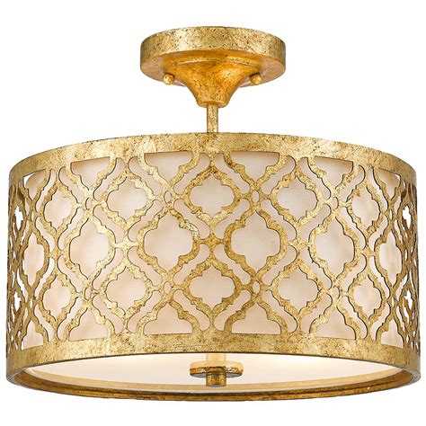 arabella  wide distressed gold drum pendant light  lamps
