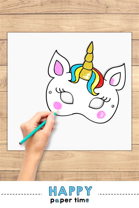 unicorn masks  print  color  printable   printable