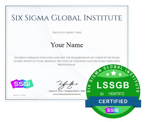 green belt certification lean  sigma training  ssgi