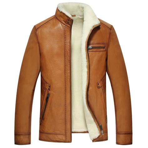 shearling lined leather jacket cw