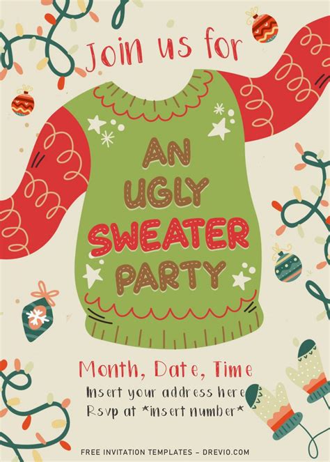 ugly sweater party invitation templates  word