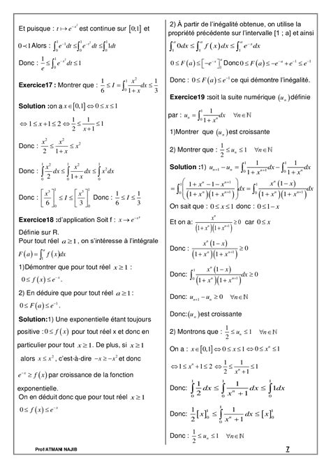 calcul integral corrige serie dexercices  alloschool