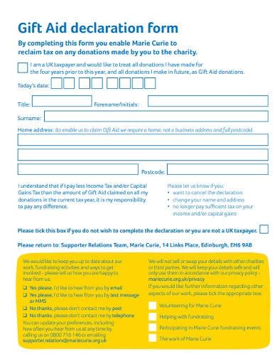 10 Charity T Aid Form Templates In Pdf Doc Free