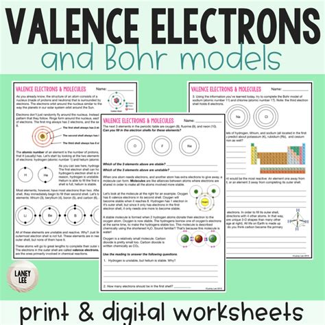 valence electrons  molecules reading comprehension worksheets