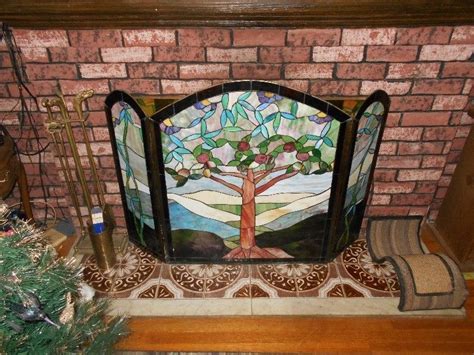 hand  stained glass fireplace screen    kind great
