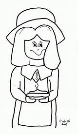 Coloring Pilgrim Girl Library Clipart Pages sketch template