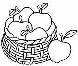 Apple Basket Coloring Drawing Pages Fruit Template Kids Sheet Print Color Button Using sketch template