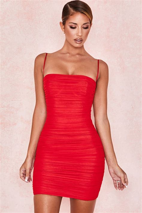 Ruched Bodycon Mini Corset Cocktail Party Dress Red Cutesove