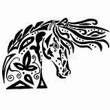 Horse Coloring Tattoo Preview sketch template