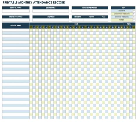 attendance spreadsheets  templates smartsheet