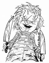 Halloween Chucky Scary Coloring Pages Print Info Kids sketch template