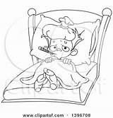 Sick Bed Boy Clipart Cartoon Lineart Illustration Yayayoyo Royalty Vector sketch template