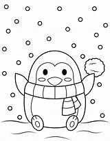 Coloring Snow Penguin Pages Printable sketch template