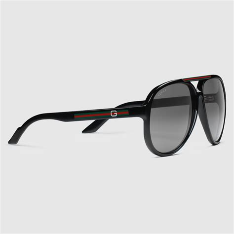 lyst gucci medium aviator sunglasses in black for men