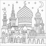 Islamic Mosque Moschee Colorare 1001 Erwachsene Orientalisch Ausmalbilder Orient Orientale Turkish Noches Crescent Coloriages Masjid Zentangle Muslim Moons Twinkling Nuits sketch template