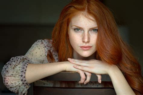 Wallpaper Face Women Redhead Long Hair Green Eyes Black Hair