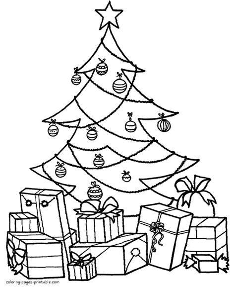 coloring page christmas tree   presents coloring pages