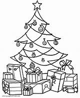 Christmas Coloring Tree Presents Pages Printable Gift Drawing Trees Easy Gifts Print Color Present Big Many Worksheets Holiday Evergreen Kindergarten sketch template