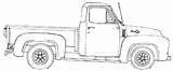 Ford Pickup Truck Blueprints Pick 1953 1955 Car Drawing Bil Tegning Sketch Af Tegninger Drawings Vintage sketch template