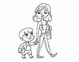 Cammina Crianca Pintar Andando Mamma Nen Passejant Paseando Nino Acolore Registered Dibuix Crianças sketch template