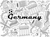 Germany Coloring Book Vector Illustration Stock German Doodle Objects Characters Cartoon Line Set Preview Depositphotos sketch template
