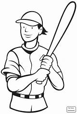 Baseball Batter Drawing Coloring Pages Sports Getdrawings sketch template