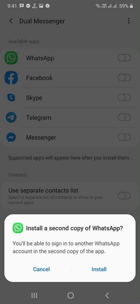 whatsapp accounts  samsung phone