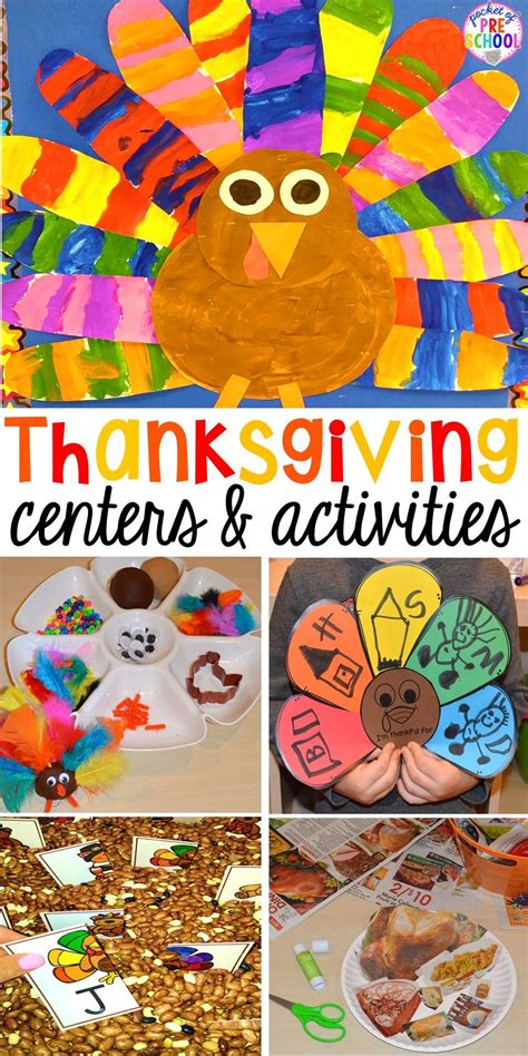 thanksgiving  turkey themed activities  centers  preschool