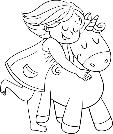 pretty girl unicorn coloring page