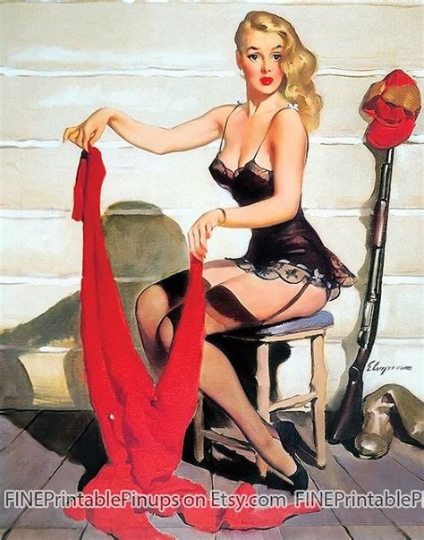 Vintage Pinup Art Girl Hunting Pin Up Hard To Suit By