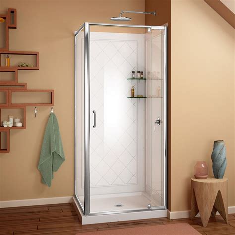 dreamline flex         framed corner shower kit  chrome  shower base