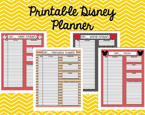 instant  printable disney planner agenda itinerary disneyland
