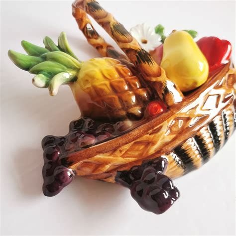 Vintage Ceramic Fruit Basket Wall Art Made In Japan Etsy