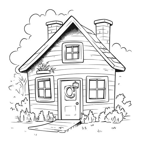 house coloring page  outline sketch drawing vector cute house