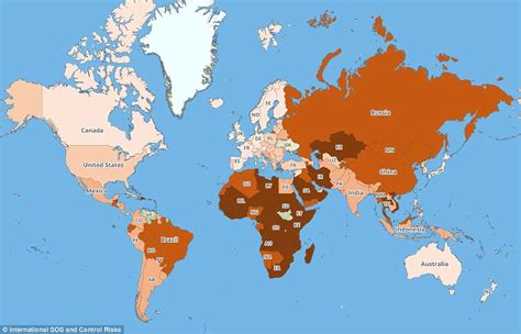 world s most dangerous countries revealed daily mail online