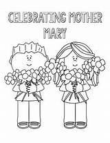 Coloring Crowning May Pages Mary Mother Subject Prek sketch template