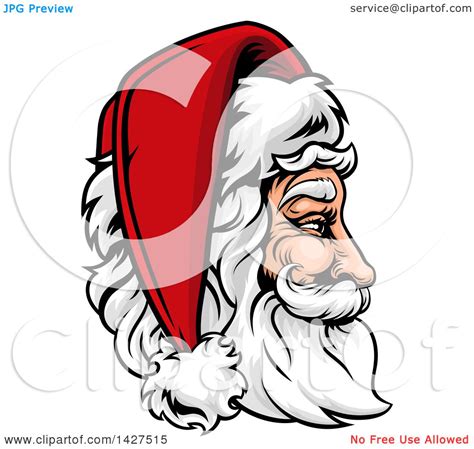 Clipart Of A Cartoon Profiled Jolly Santa Claus Face In A