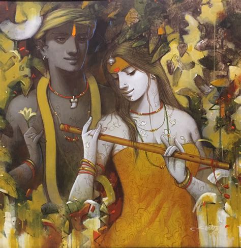 radha krishna acrylic on canvas subrata das gs0224