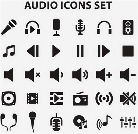 audio icons set vectors graphic art designs  editable ai eps svg format   easy