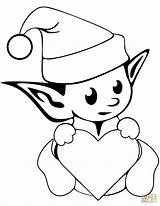 Elf Coloring Christmas Pages Cute Drawing Printable Simple Sheets Elves Colouring Print Drawings Kids Template Clipartmag Cartoon sketch template
