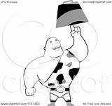 Man Holding Strong Cartoon Coloring Anvil Vector Clipart Cory Thoman Outlined sketch template