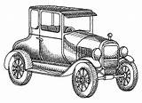 Model Coloring Car Pages Ford Sketch 1915 Color sketch template