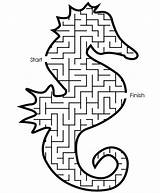 Maze Mazes Coloring Kids Pages Seahorse Hard Printable Puzzle Fish Medium Printables Puzzles Sea Aquarium Shaped Level Bestcoloringpagesforkids Articles Worksheets sketch template